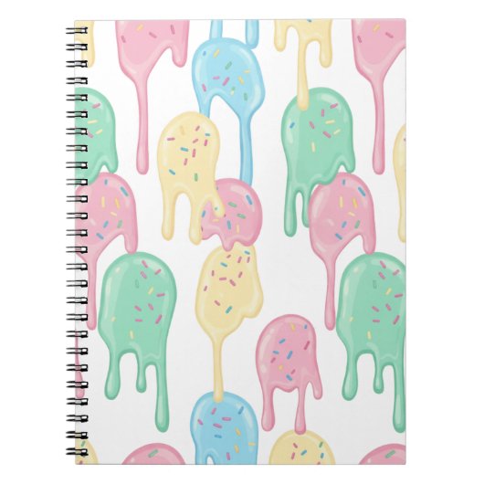 Melting Ice Cream and Sprinkles Pattern  Notitieboek (Voorkant)