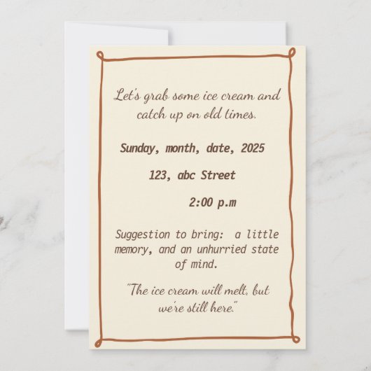 Melting Ice Cream & Old Stories – Warm Summer card Kaart (Achterkant)