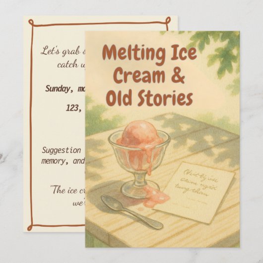 Melting Ice Cream & Old Stories – Warm Summer card Kaart (Voorkant / Achterkant)