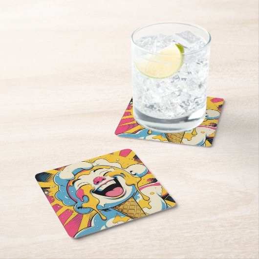 Melting Joy – Ice Cream Pop Art Explosion Kartonnen Onderzetters (Insitu)