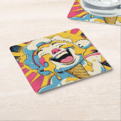 Melting Joy – Ice Cream Pop Art Explosion Kartonnen Onderzetters (Schuin)