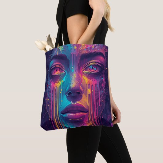 Melting Reality Canvas tas – Trippy Psychedelic Ne (Dichtbij)