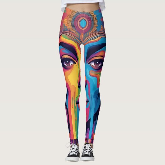 Melting Reality Leggings – Trippy Psychedelic Art  (Voorkant)