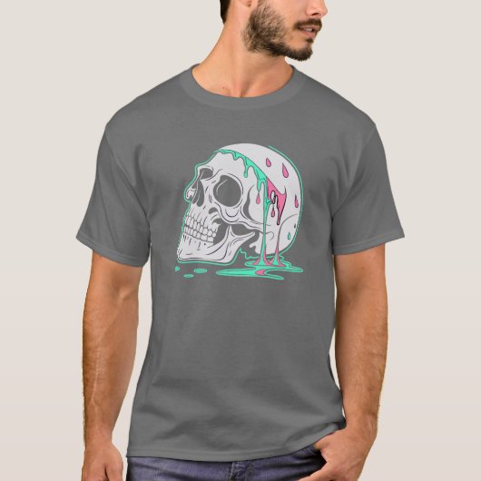 Melting Skull- Unique Art with Vibrant Turquoise T-shirt (Voorkant)
