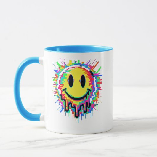 Melting Smiley Face Mug – Color Distortion Psyched Mok (Links)