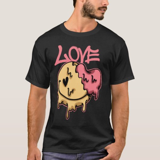 Melting Smiley with Love streetwear  T-shirt (Voorkant)