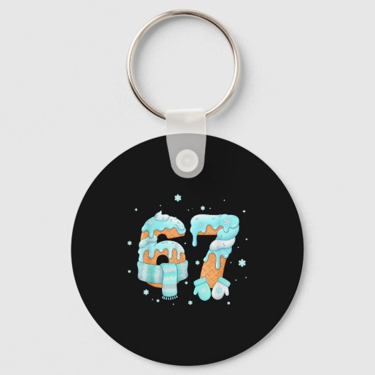 Melting Snow 67 Meme Ice Cream Drip Snowflakes Win Sleutelhanger (Voorkant)