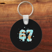 Melting Snow 67 Meme Ice Cream Drip Snowflakes Win Sleutelhanger (Voorkant)