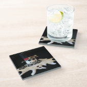 **MELTING SNOWMAN* ONDERZETTER GLAZEN ONDERZETTER (Schuin)