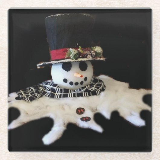 **MELTING SNOWMAN* ONDERZETTER GLAZEN ONDERZETTER (Voorkant)