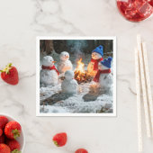 Melting Snowmen Around a Campfire Servet (Insitu)