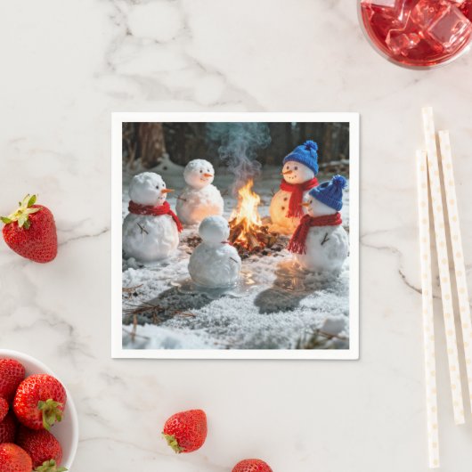 Melting Snowmen Around a Campfire Servet (Insitu)
