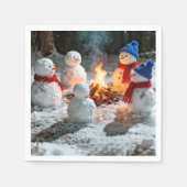 Melting Snowmen Around a Campfire Servet (Voorkant)