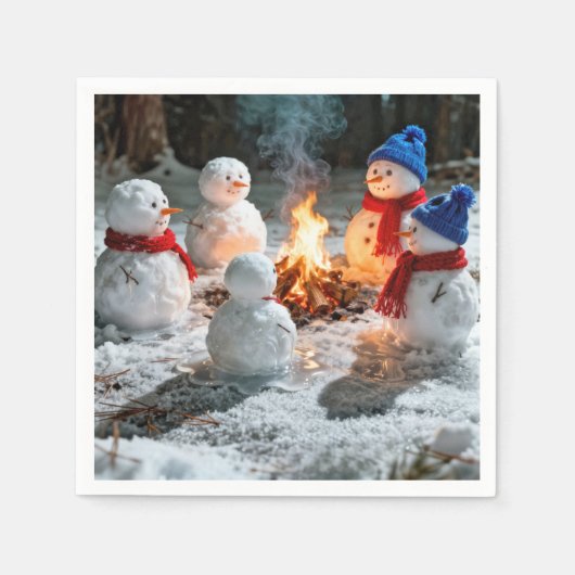 Melting Snowmen Around a Campfire Servet (Voorkant)