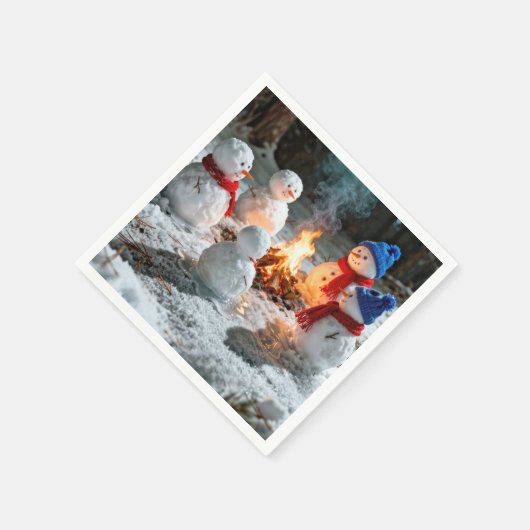 Melting Snowmen Around a Campfire Servet (Hoek)