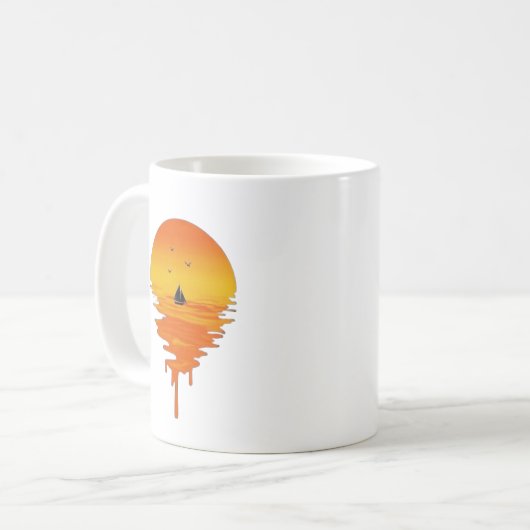 Melting Sunset Mok – Surreal Ocean Horizon met Sa (Voorkant links)