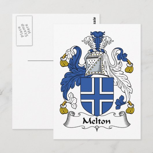 Melton Family Crest Briefkaart (Voorkant / Achterkant)