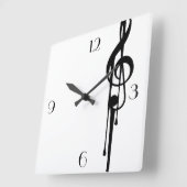 MELTPOINT WHITE Black G-Clef Big Custom Numbers Vierkante Klok (Hoek)