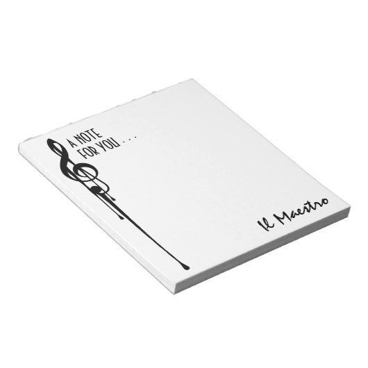 MELTPOINT WHITE Black G-Clef 'Il Maestro' Custom Notitieblok (Schuin)