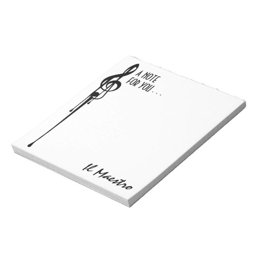 MELTPOINT WHITE Black G-Clef 'Il Maestro' Custom Notitieblok (Linkerzijde)