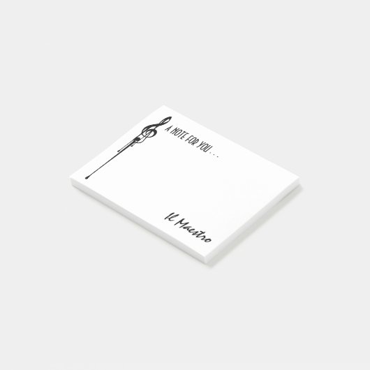 MELTPOINT WHITE Black G-Clef 'Il Maestro' Custom Post-it® Notes (Schuin)