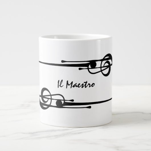 MELTPOINT WHITE Hot Black G-Clef 'Il Maestro' Grote Koffiekop (Voorkant)