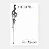 MELTPOINT WIT Zwart G-Clef 'La Maestra' Aangepast Post-it® Notes (Voorkant)