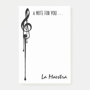 MELTPOINT WIT Zwart G-Clef 'La Maestra' Aangepast Post-it® Notes