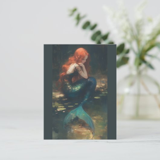 Melusine, meermin briefkaart (Staand voorkant)