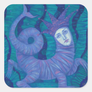 Melusine, Melusina, fantasie, surrealistisch, wate Vierkante Sticker