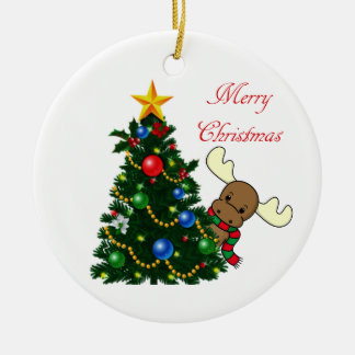Melvin Moose Peeking Keramisch Ornament