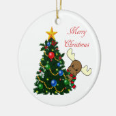 Melvin Moose Peeking Keramisch Ornament (Links)