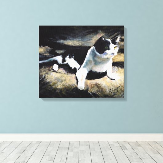 Melvin the Cat Fine Art Canvas Afdruk (Insitu (Houten vloer))