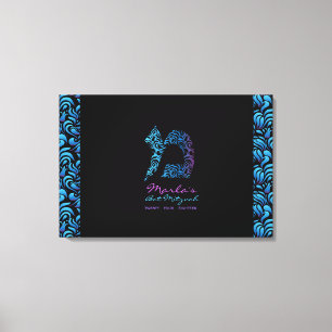 Mem Hebreeuws Letter Bat Mitzvah Memory Sign-In Bo Canvas Afdruk