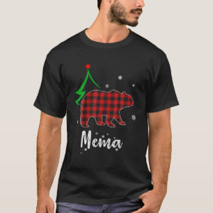 Mema Bear Christmas Pajama Red Plaid Buffalo Famil T-shirt