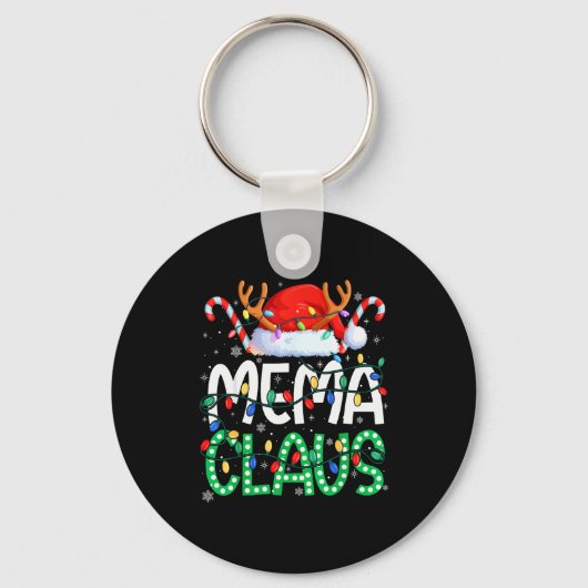 Mema Claus Christmas Lights Pajama Family Matching Sleutelhanger (Voorkant)
