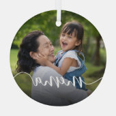 Mema Grandma Script Overlay Glas Ornament (Achterkant)