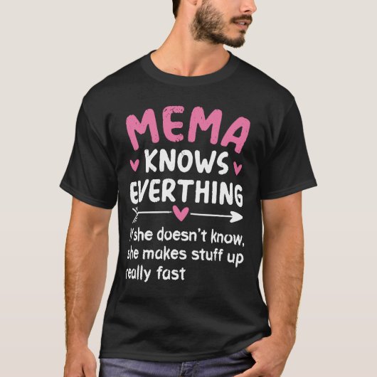 Mema kent alles Moederdag oma T-shirt (Voorkant)