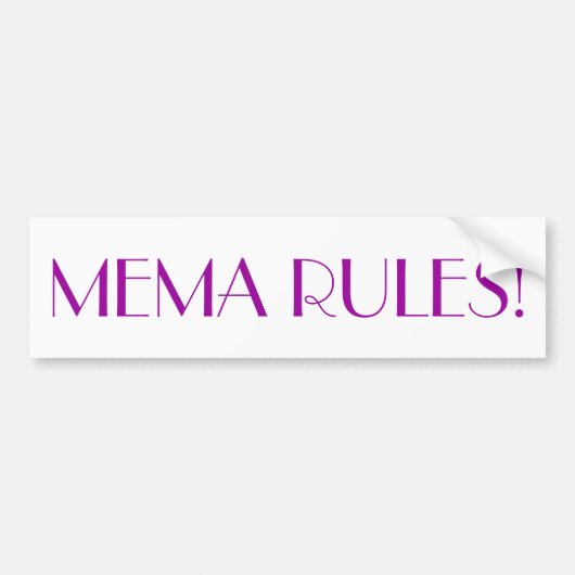 "MEMA-REGELS!" Bumpersticker (Voorkant)