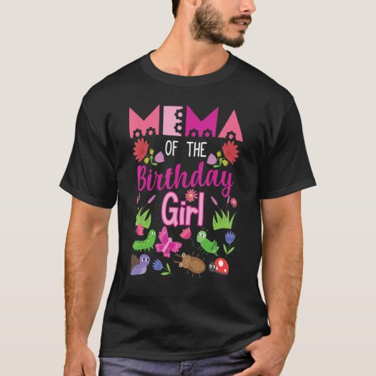 Mema van de Birthday Girl Insect Bday Party T-shirt (Voorkant)