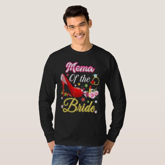 Mema van de Bride Happy Wedding Flower Pink Shoe T-shirt (Voorkant volledig)