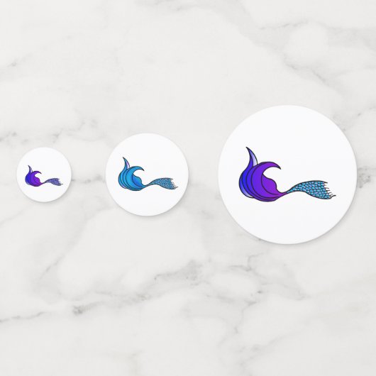 Memaid Squad mermaid tails op tafel confetti (Achterkanten)