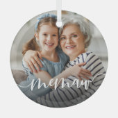 Memaw Grandma Script Overlay Glas Ornament (Voorkant)