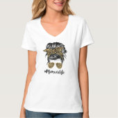 Memaw Life Messy Hair Bun Leopard Women T-shirt (Voorkant)