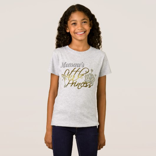 Memaw Little Princess Girls' Fine Jersey T-Shirt (Voorkant volledig)