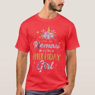 Memaw of the Birthday Girl Moeder Gifts Unicorn Bi T-shirt