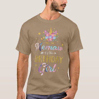 Memaw of the Birthday Girl Moeder Gifts Unicorn Bi T-shirt