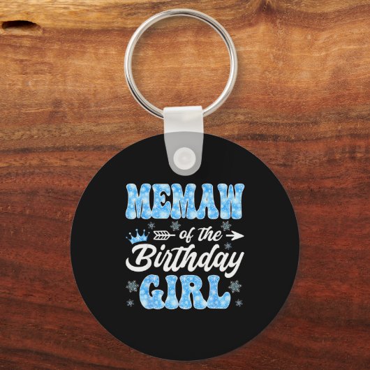 Memaw Of The Birthday Girl Snowflakes Winter Chris Sleutelhanger (Voorkant)
