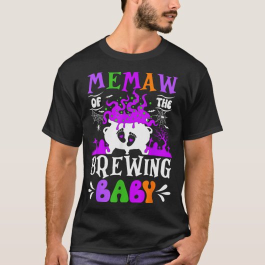 Memaw Of The Brewing Baby Grandma To Be Halloween T-shirt (Voorkant)