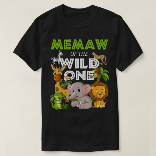 Memaw of the Wild One Zoo Birthday Safari Oerwoud  T-shirt (Design voorkant)